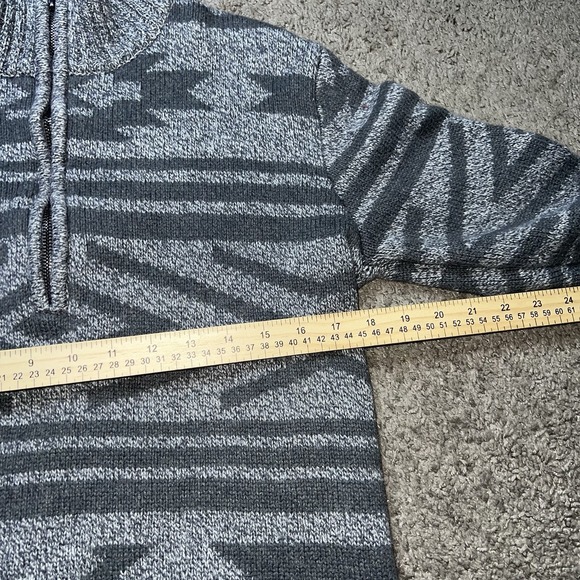 NWOT Stetson 1/2 Zip Pullover Mens S Gray Aztec Sweater Western Cowboy Southwest - Picture 5 of 6